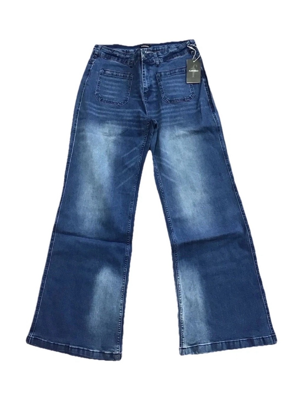 New Flamingals Wide-Leg Flare Jeans in Blue Wash LARGE (SH15)